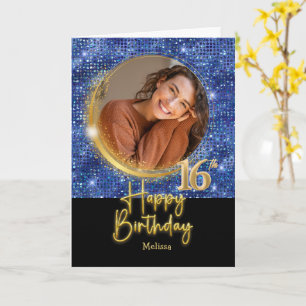 Moderne Carte Anniversaire 16 Ans avec Photo et No