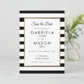 Moderne Carte de Mariage à Rayures 'Save the Date' (Debout devant)