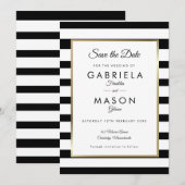 Moderne Carte de Mariage à Rayures 'Save the Date' (Devant / Derrière)