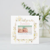 moderne carte de naissance bébé fille rose fleur s (Debout devant)