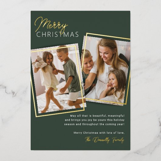 Moderne carte de Noël à 2 photos (Recto)