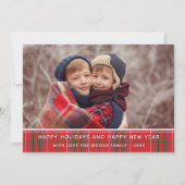 Moderne carte de Noël à carreaux rouge et vert (Devant)