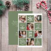 Moderne Carte de Noël à Collage de Six Photos Vert