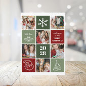 Moderne Carte de Noël à Collage de Six Photos Vert