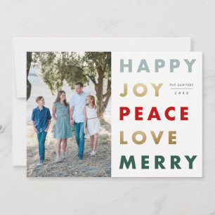 Moderne carte de Noël avec photo en caractères gra