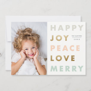 Moderne carte de Noël avec photo et caractères gra