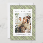 Moderne carte de Noël avec plaid vert sauge pour p (Devant)