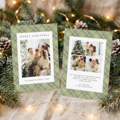 Moderne carte de Noël avec plaid vert sauge pour p
