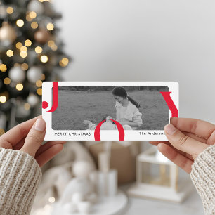 Moderne carte de Noël avec typographie JOY en gras