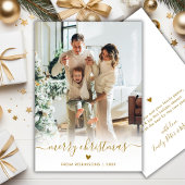 Moderne carte de Noël avec une photo et un script