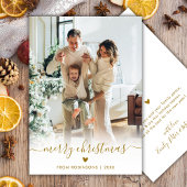 Moderne carte de Noël avec une photo et un script
