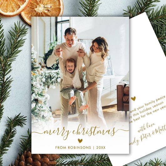 Moderne carte de Noël avec une photo et un script