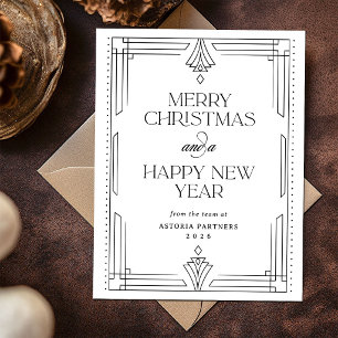 Moderne Carte de Noël d'Entreprise Élégante Noir e
