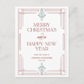Moderne Carte de Noël d'entreprise Rouge Vert Blan (Devant)