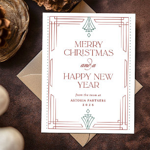 Moderne Carte de Noël d'entreprise Rouge Vert Blan