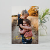 Moderne Carte de Noël Evergreen Deux Photos Vertic (Debout devant)