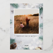 Moderne Carte de Noël Evergreen Deux Photos Vertic (Verso)