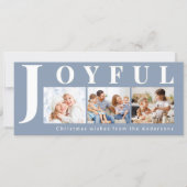 Moderne carte de Noël multi-photos Joyeuse Bleu Ar (Devant)