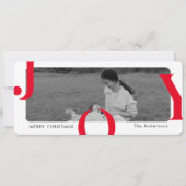 Moderne carte de Noël photo avec typographie JOY e (Devant)