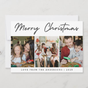 Moderne carte de Noël pour famille avec 3 photos e