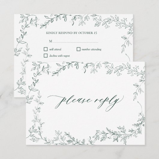 Moderne Carte de Réponse de Mariage Élégante à Feu (Devant / Derrière)