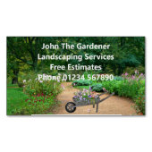 Moderne Carte de visite magnétique floral vert (devant)