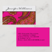 Moderne Cartes de visite Pink Paisley (Devant / Derrière)