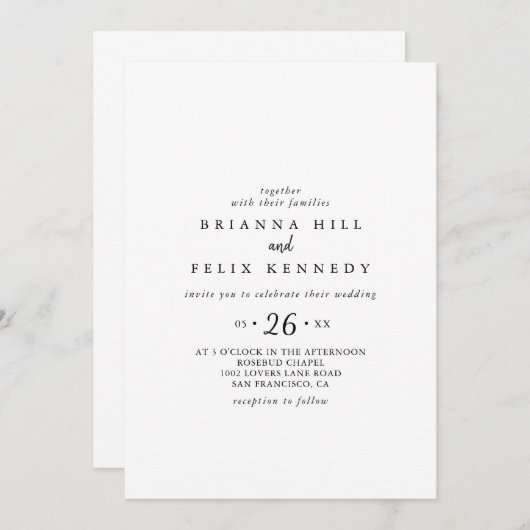 Moderne Casual bruiloft Kaart (Voorkant / Achterkant)