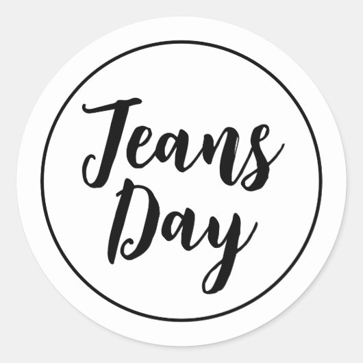 Moderne Casual Denim Jeans Day Stickers Wit (Voorkant)