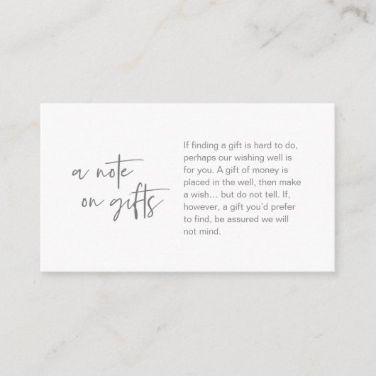 Moderne casual elegance bruiloft, Een notitie over Informatiekaartje (Voorkant)