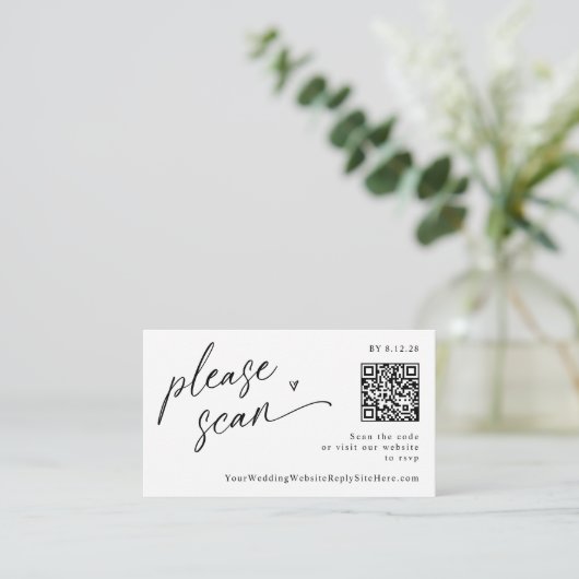 Moderne, Casual QR-codenummer RSVP-kaarten Informatiekaartje (Staand voorkant)
