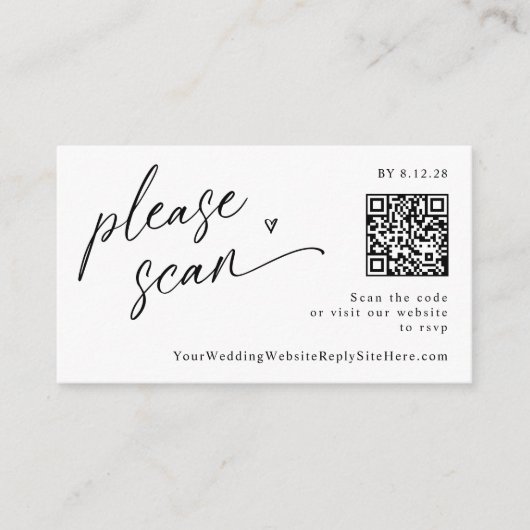 Moderne, Casual QR-codenummer RSVP-kaarten Informatiekaartje (Voorkant)