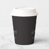 Moderne casual script zwarte bruiloft papieren bekers (Links)