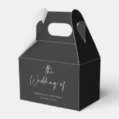 Moderne casual script zwarte typografie bruiloft bedankdoosjes (Achterkant)