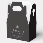 Moderne casual script zwarte typografie bruiloft bedankdoosjes (Geopend)