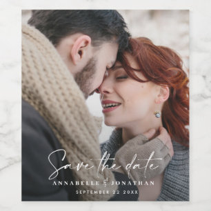 Moderne casual script zwarte typografie trouwwijn wijn etiket