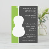 Moderne Cello Overweging uitnodiging - Groen en Gr (Staand voorkant)