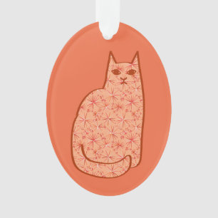 Moderne centrale kat, koraal Sinaasappel en wit Ornament