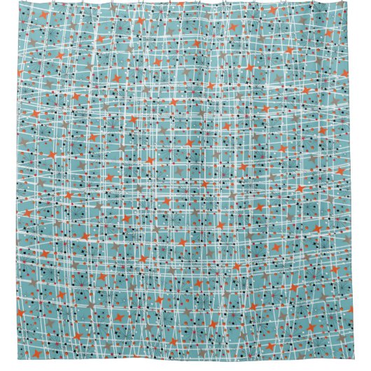 Moderne centrale van 1950-Retro atoomstartbarsting Douchegordijn (Voorkant)