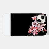 Moderne Cerise Blossom Black iPhone 14 Plus Coque (Verso (horizontal))