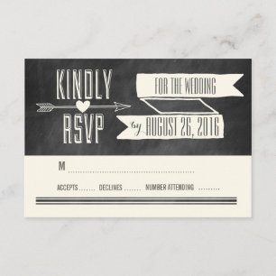 MODERNE CHALKBOARD BRUILOFT REACTIE KAART