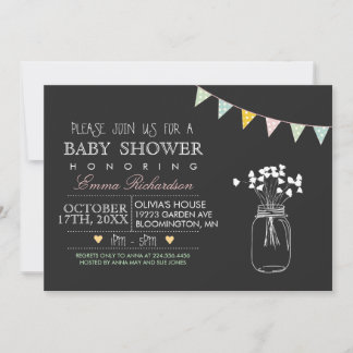 Moderne Chalkboard Geel Baby shower uitnodiging