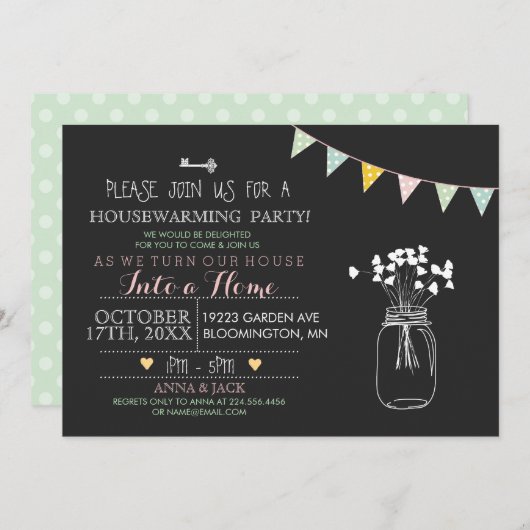 Moderne Chalkboard Housewarming Uitnodiging (Voorkant / Achterkant)