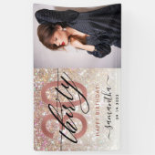 Moderne Champagne Glitter 30th Birthday Foto Spandoek (Verticaal)