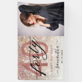 Moderne Champagne Glitter 40th Birthday Foto Spandoek (Verticaal)