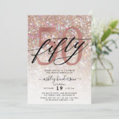 Moderne Champagne Glitter 50th Birthday Kaart (Staand voorkant)