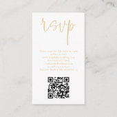 Moderne Champagne Gold Script QR Code Weddenschap Informatiekaartje (Voorkant)