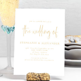 Moderne Champagne Gold Script QR Code Weddenschap Kaart
