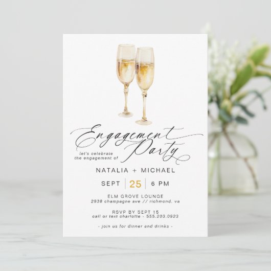 Moderne champagne | Schattigee Casual Engagement P Kaart (Staand voorkant)