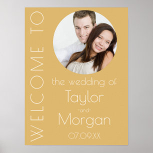 Moderne Champagne Tinten Foto Bruiloft Welkom Poster
